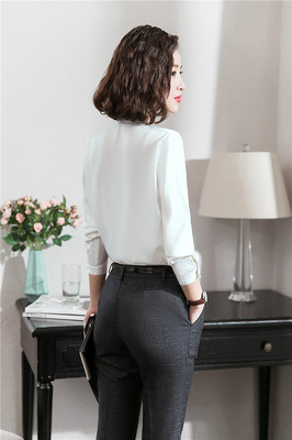 施悅名 色襯衫女長袖職業(yè)裝襯衣2019春季新款修身打底寸衫女正裝工作服