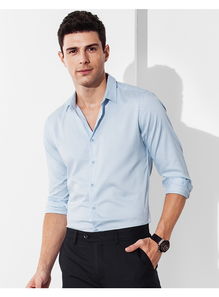 千紙鶴襯衫男長(zhǎng)袖修身純色休閑上衣青年商務(wù)韓版打底白色襯衣1556