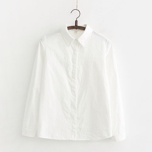 新款學(xué)生白色純棉襯衫打底襯衣上衣女長(zhǎng)袖百搭簡(jiǎn)約基礎(chǔ)款2025春季