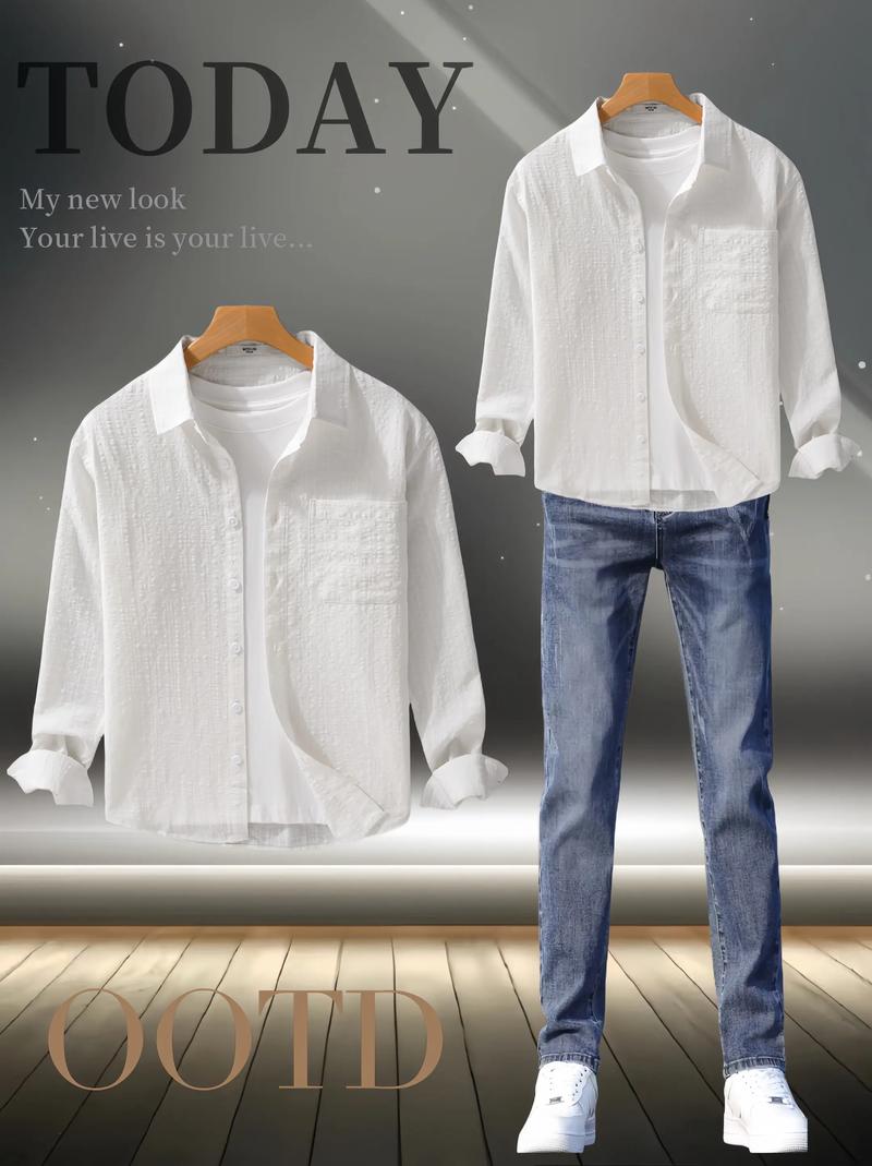 泡泡紗肌理感長(zhǎng)袖襯衫來(lái)咯!這款男士襯衫,泡泡紗肌理感的設(shè)計(jì)